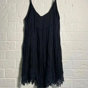 Black Shorts Romper Size Medium Beach Flirty Casual Spaghetti Strap Boho